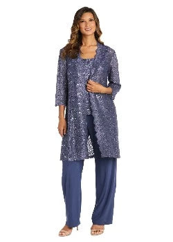 3PCMetallic Tank Top and Pant Set with Jacket Cadet