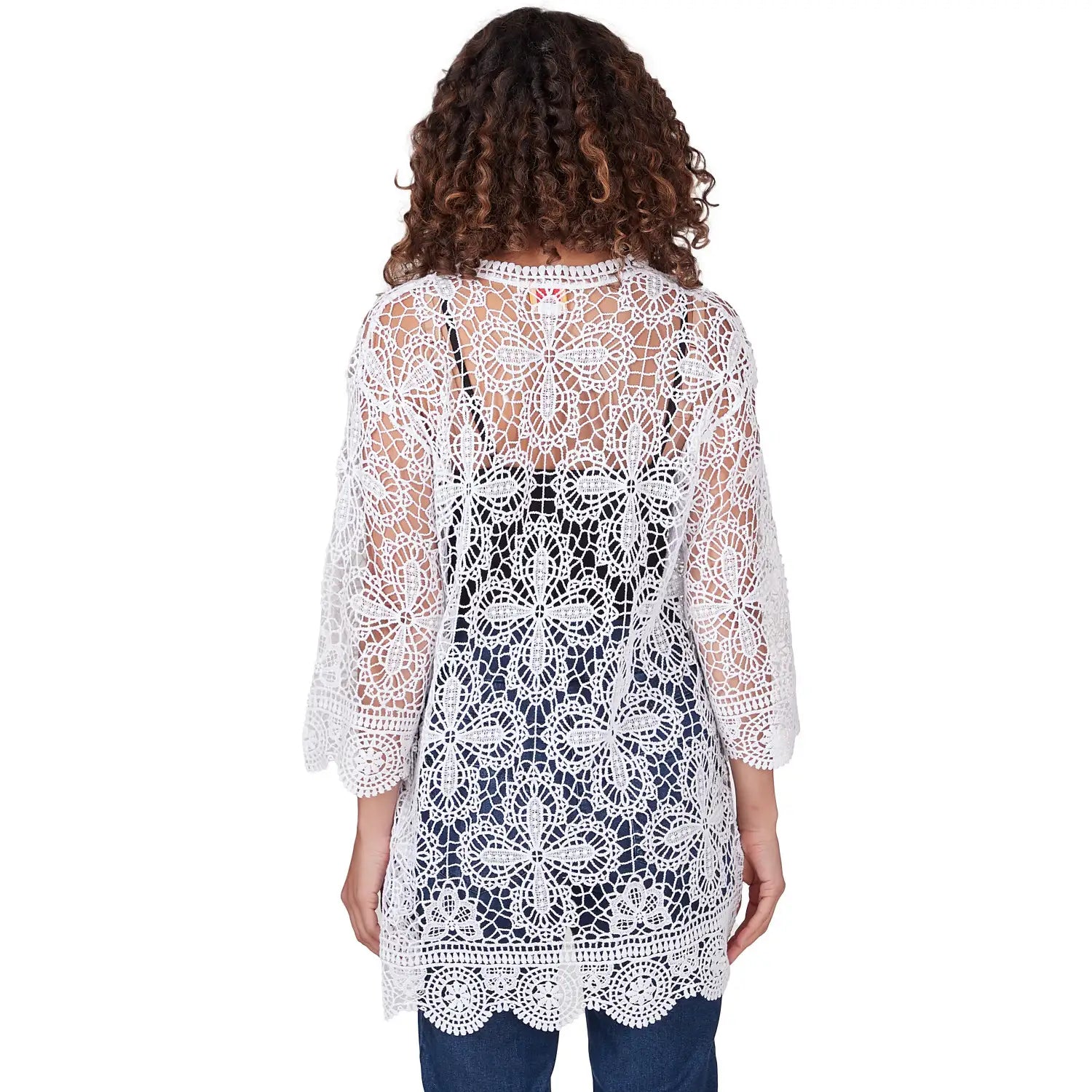 Medallion Lace Cotton Cardigan White - Ruby Rd