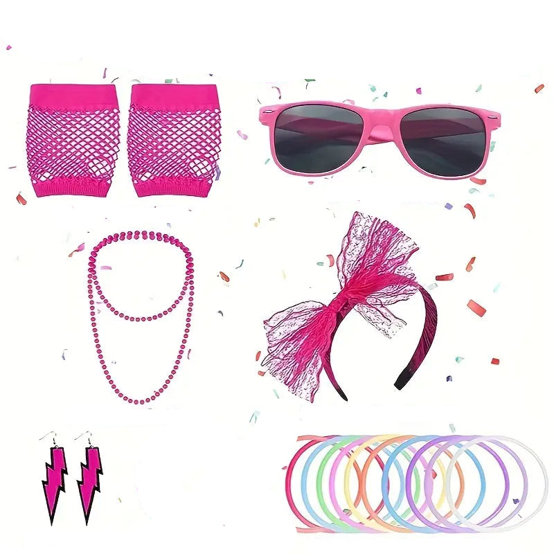 Pink Neon 80s Dress-Up Kit