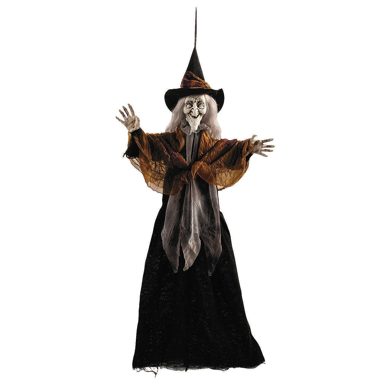 27 1/2" Hanging Smiling Witch with Gray Hair