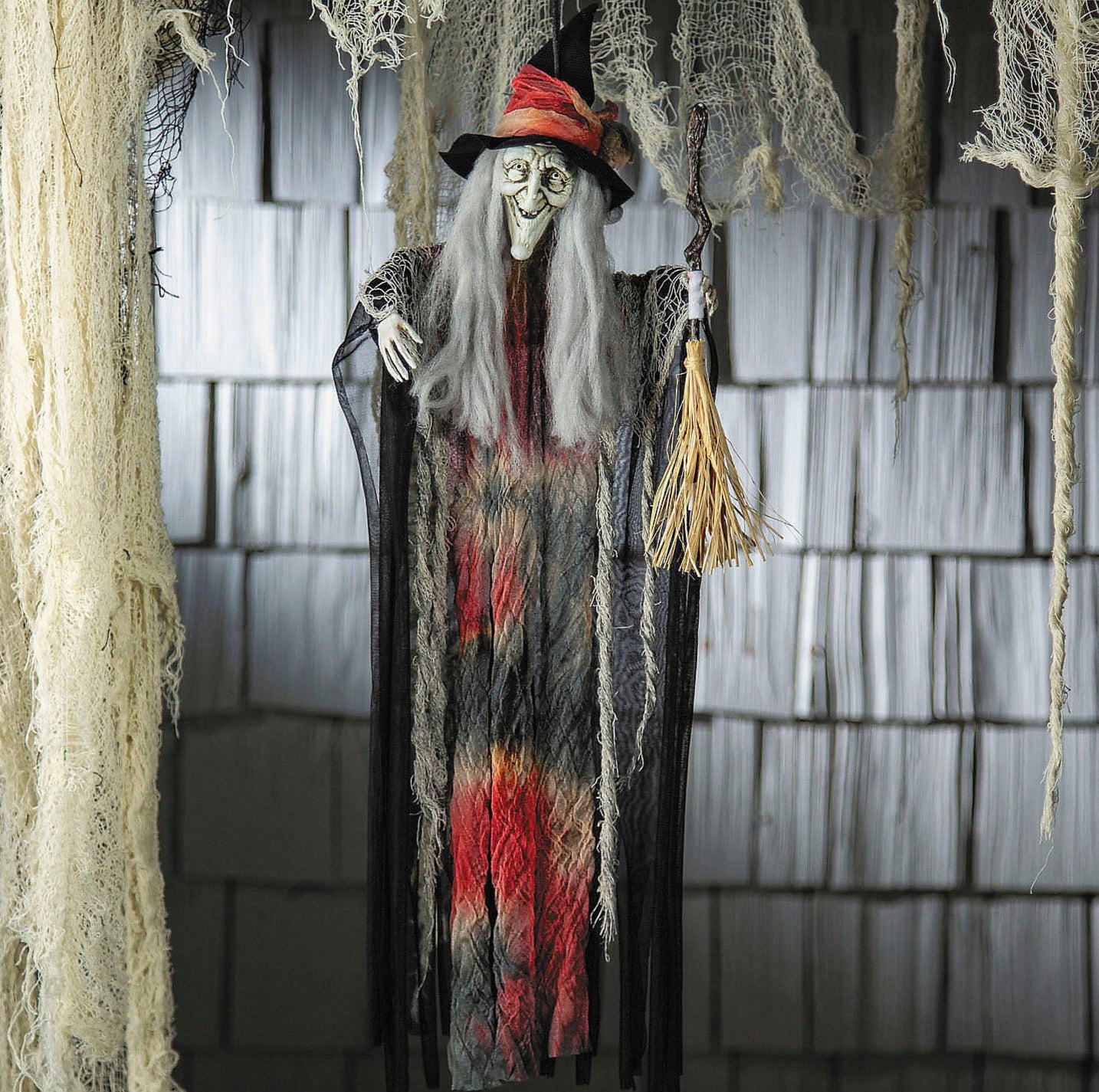 2FT Hanging Witch with Hat & Broom
