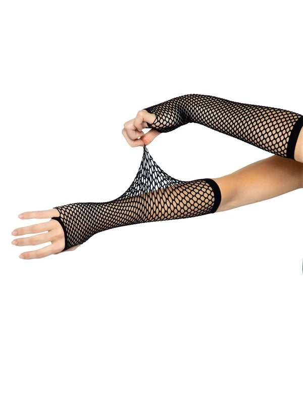 Triangle Net Fingerless Arm Warmer Gloves Black