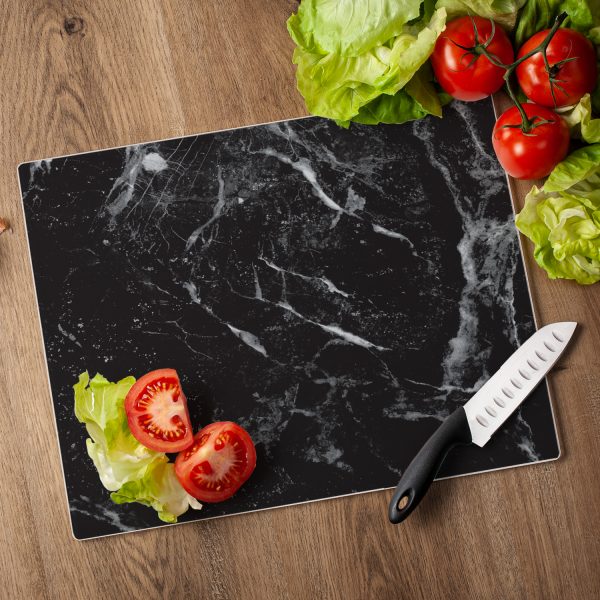 Black Marble Glass Counter Saver 15" x 12"
