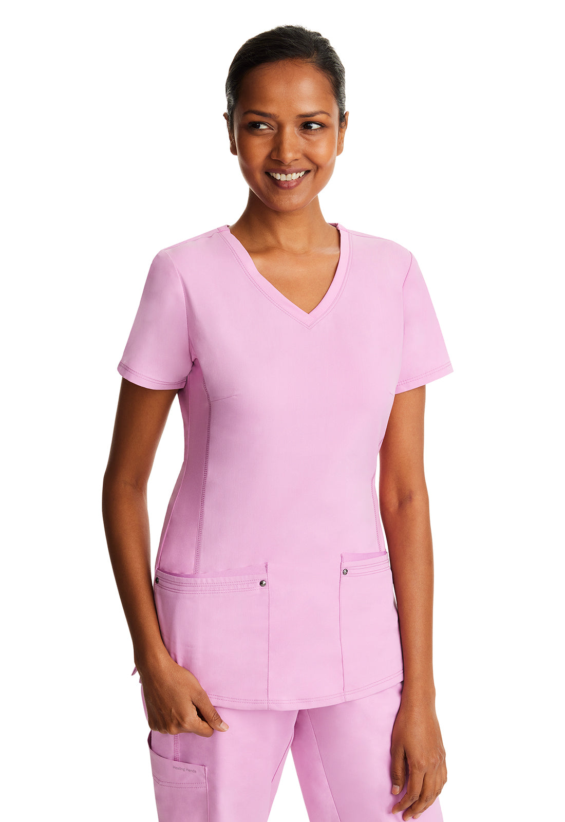 Yoga Knit V-Neck Uniform Taffy Pink