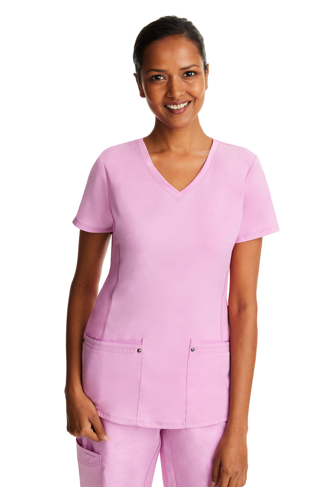 Yoga Knit V-Neck Uniform Taffy Pink