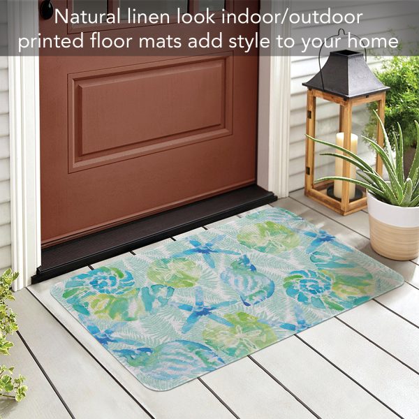 Isla Mona Coastal Poly Linen Floor Mat on Cream
