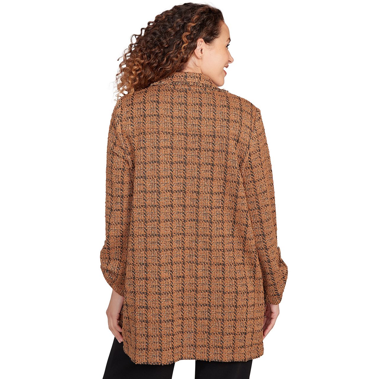 Jacket Chestnut Black Open Front Plaid - Ruby Rd
