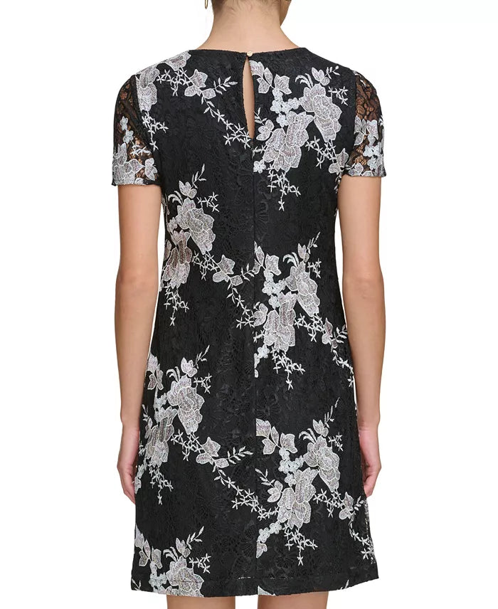 Floral Embroidered Lace Minidress Black/White - Kensie