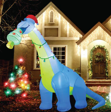 10FT Christmas Inflatable Dinosaur Eat Christmas Tree Shake Dinosaur