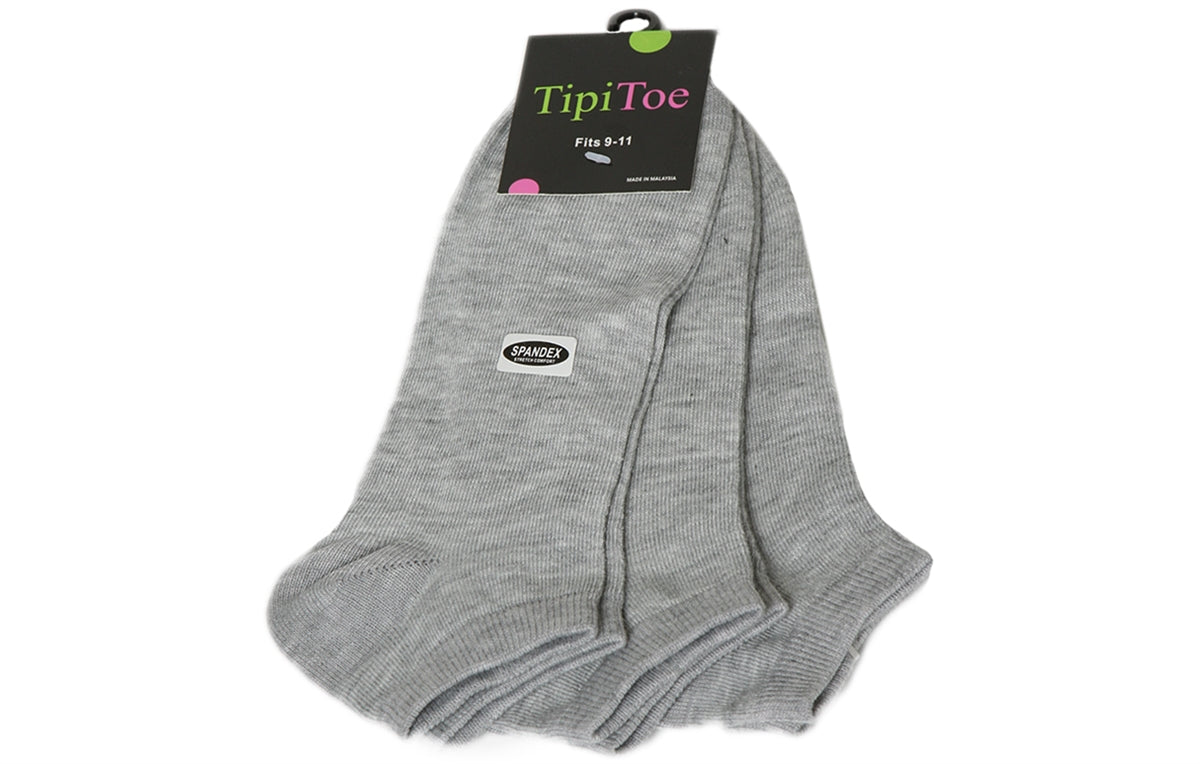 3 Pack Solid Grey Cotton Ankle Socks
