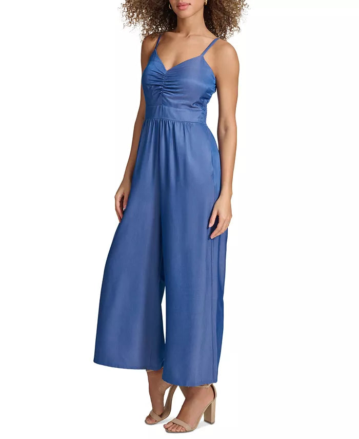 Jumpsuit Chambray Ruched Dark Blue - Kensie