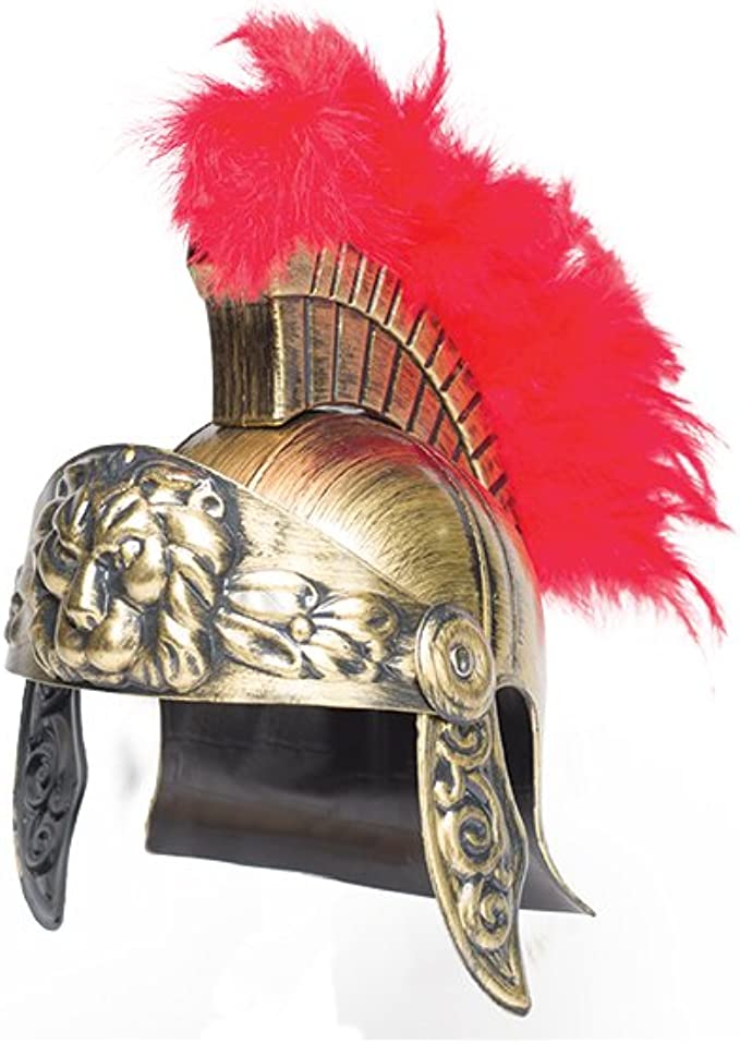 Gladiator Lion Helmet Red Plume Gold