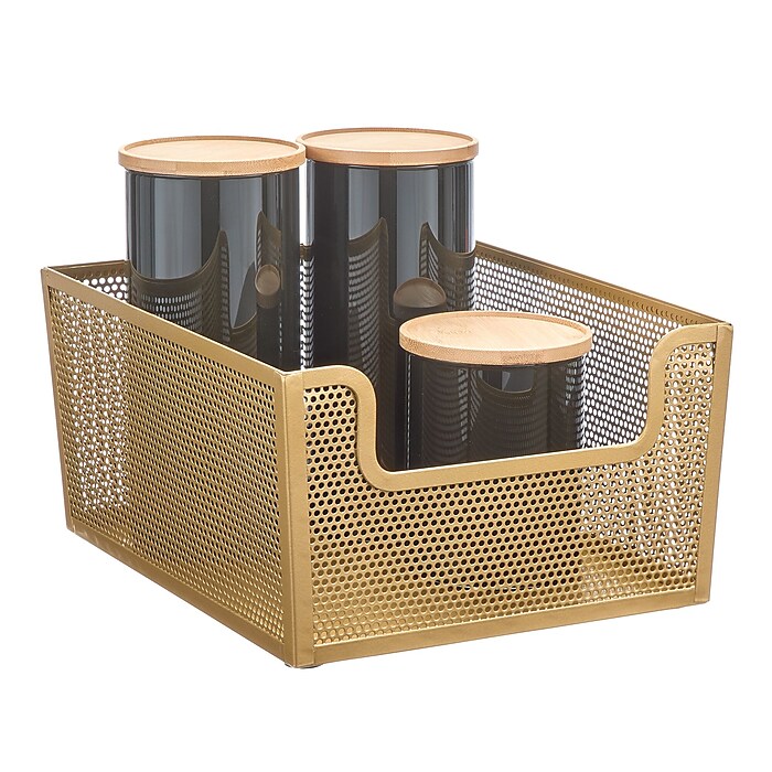 12 x 10 x 6 Frame Dip Front Basket Brass