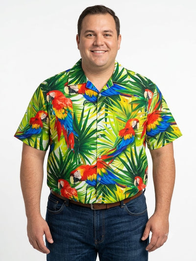 Poly Print Hawaiian Plus Shirts Shirts PARROSTS