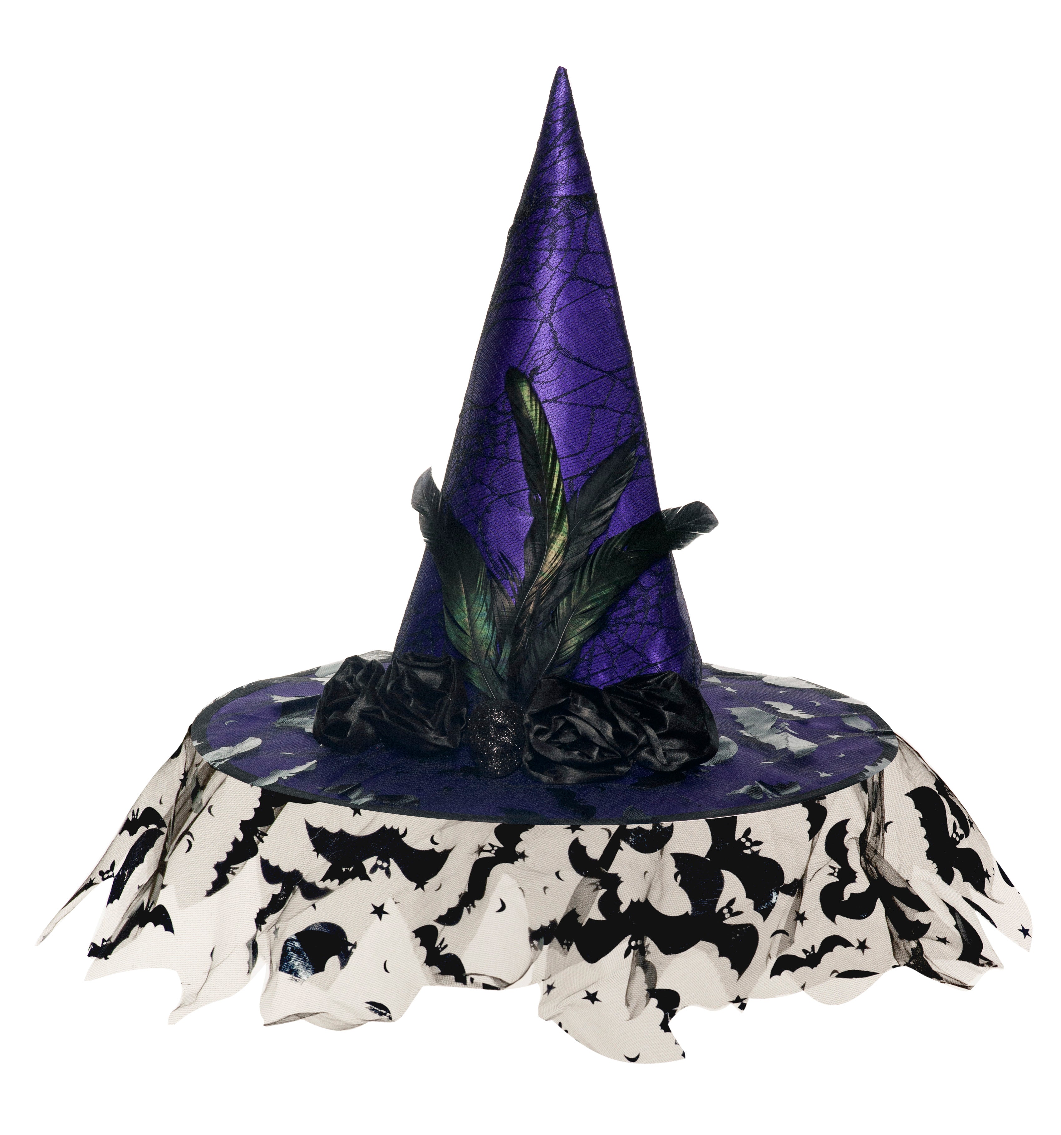 Deluxe Witch Hat With Veil Purple