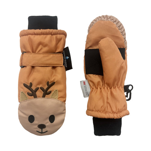 Toddler 2-4 Faces Boys Ski Mitten Waterproof Deer Bown