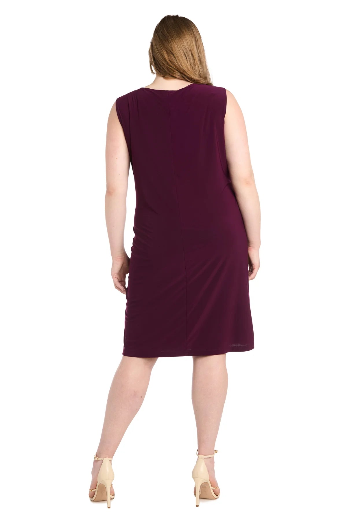 Metallic Flyaway Jacket Dress Merlot / Gold - Plus- RM Richards