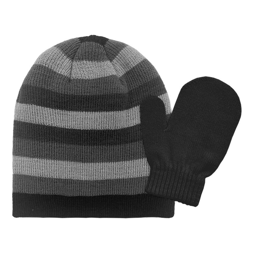 BOYS ACRYLIC STRIPED SETS 2-4 GREY