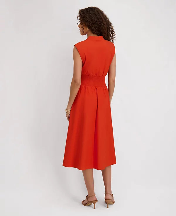 Sleeveless V-Neck Zip-Front Maxi Dress Terracotta - Kensie