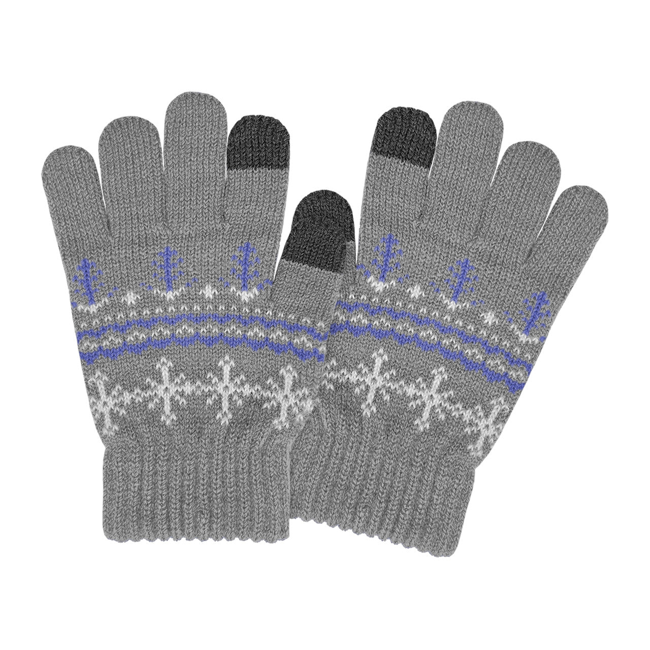 GIRLS SNOWFLAKE TOUCH SCREEN ACRYLIC GLOVE GREY