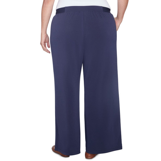 Plus Crepe Stretch Wide Leg Pants Navy- Ruby Rd X