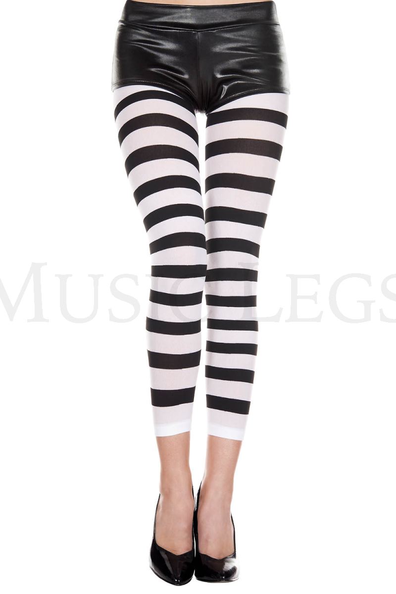Wide stripe opaque leggings