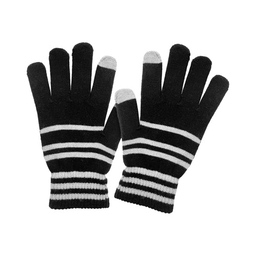 TOUCHSCREEN STRIPE STRETCH GLOVE BLACK