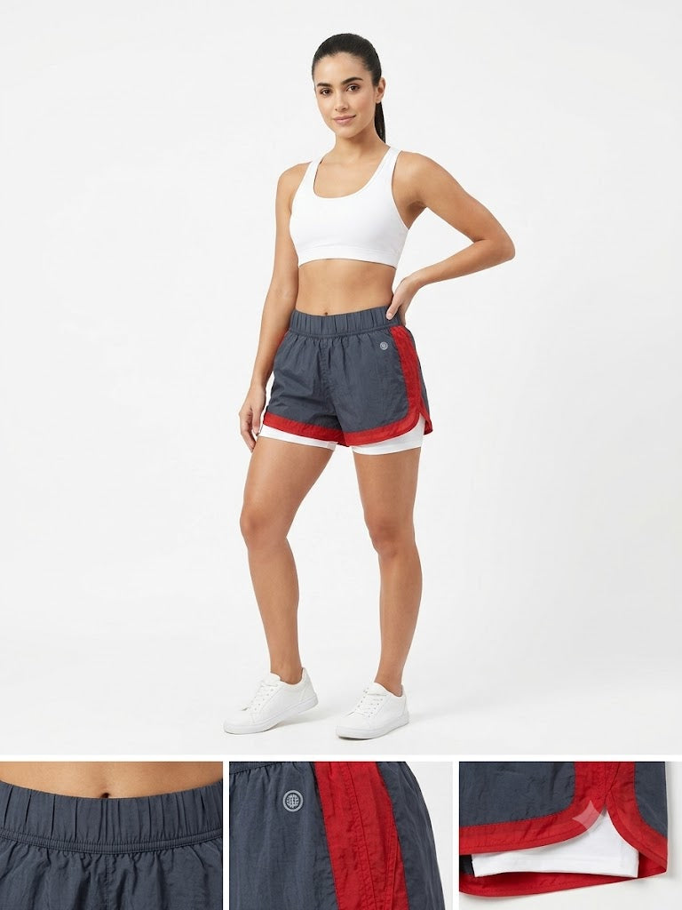 Tulip Layered Running Shorts Samba Red