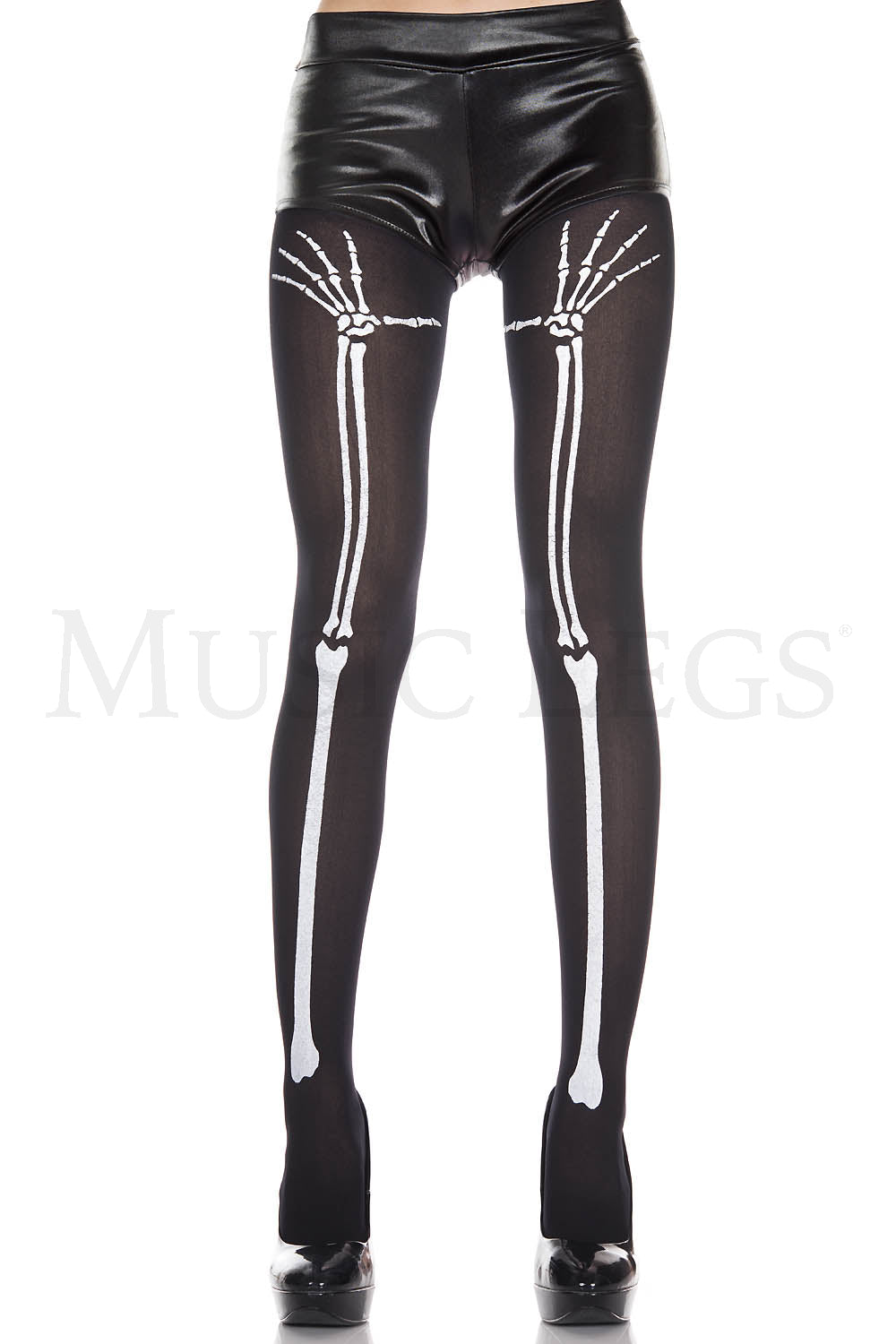 Skeleton hand tights White/Black