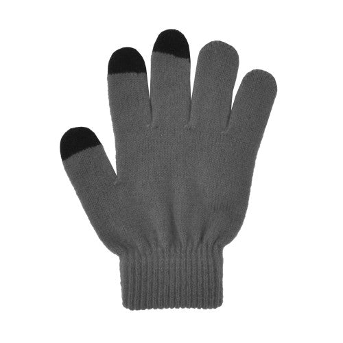 TOUCHSCREEN SOLID KNIT STRETCH GLOVE GREY