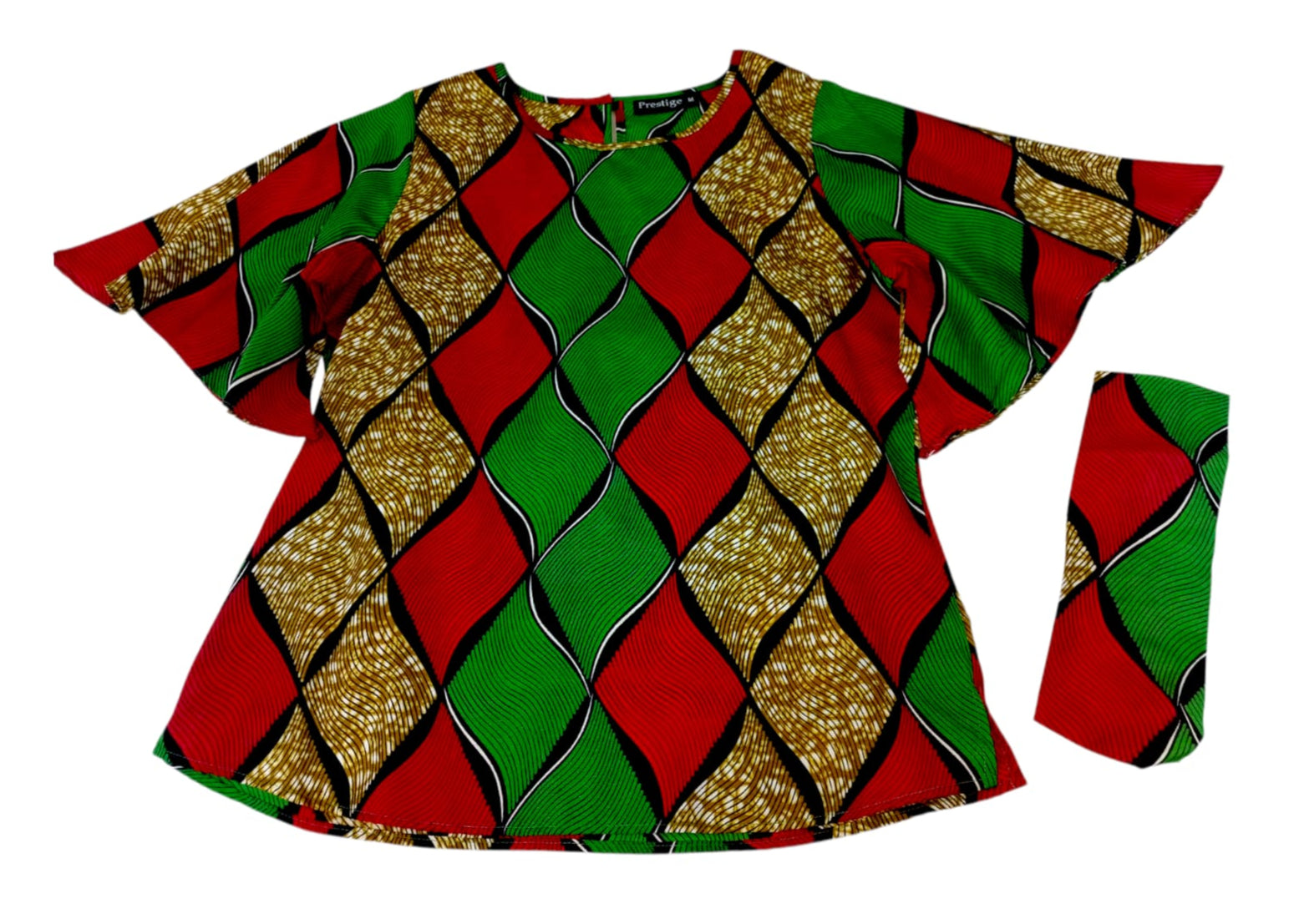 Camisa Dama Rojo-Verde-Mostaza (Etnia Negra)