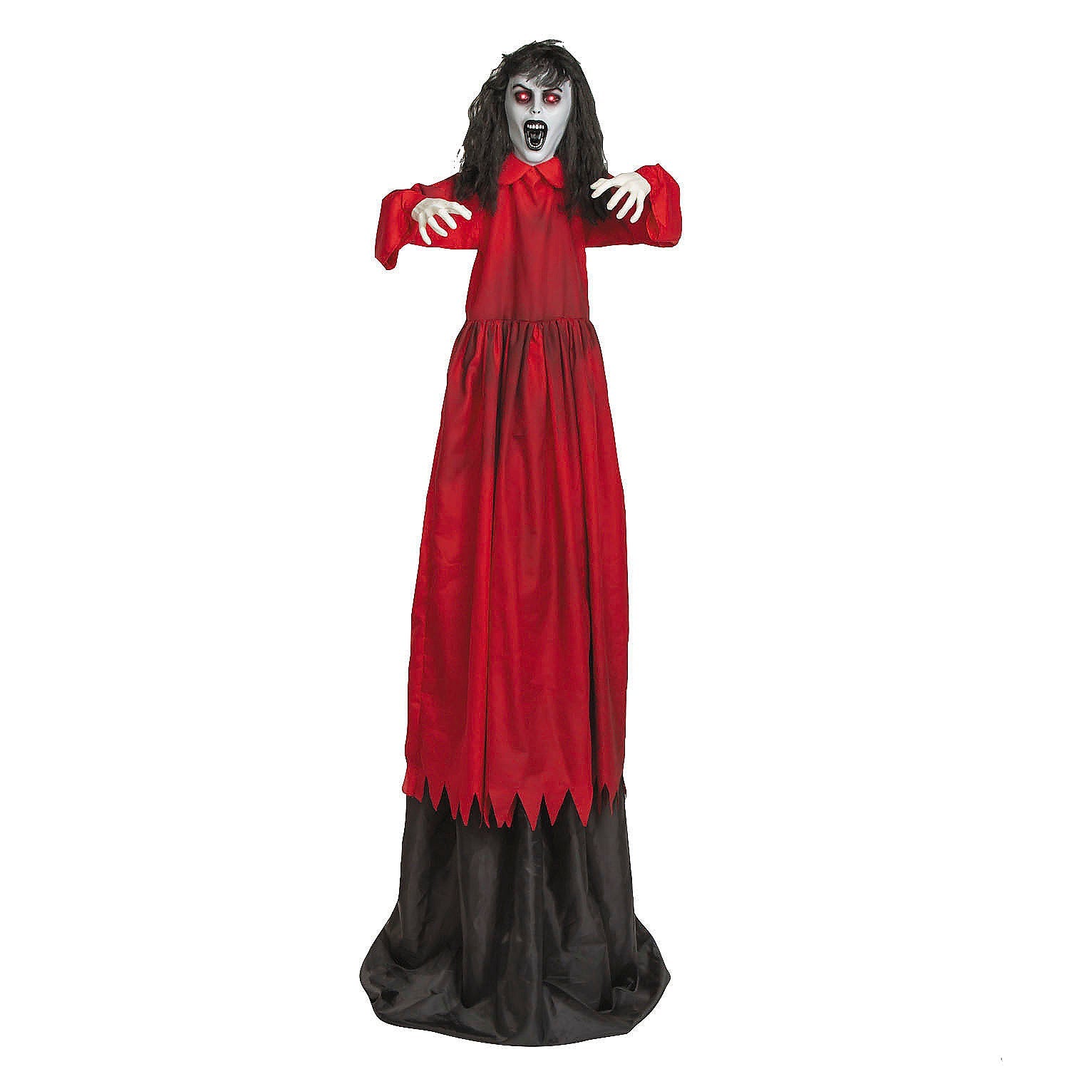 5 Ft. 10 3/4" Animated Standing Up & Down Lady in a Red Dress