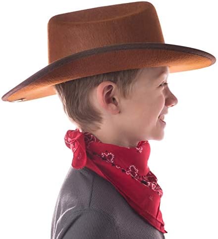 Jr. Cowboy Hat (Brown) w/ Tan Rodeo Cowboy Logo & Red Bandanna