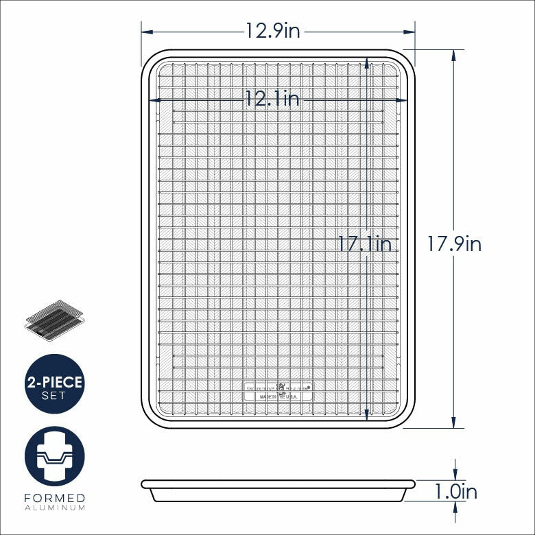 Prism Half Sheet with Oven-Safe Nonstick Grid 4pk