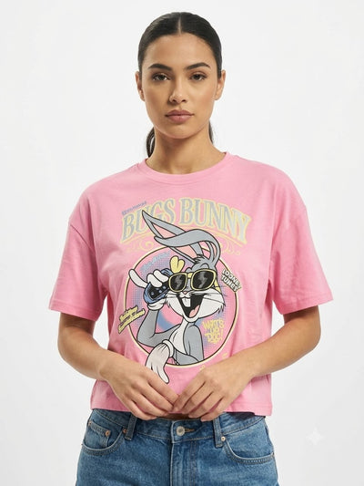 Camiseta Corta Ancha Bugs Bunny Rosa