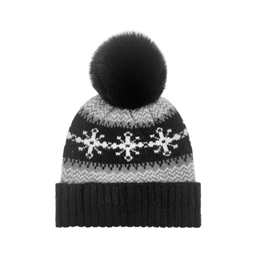 SNOWFLAKE CUFF HAT BLACK