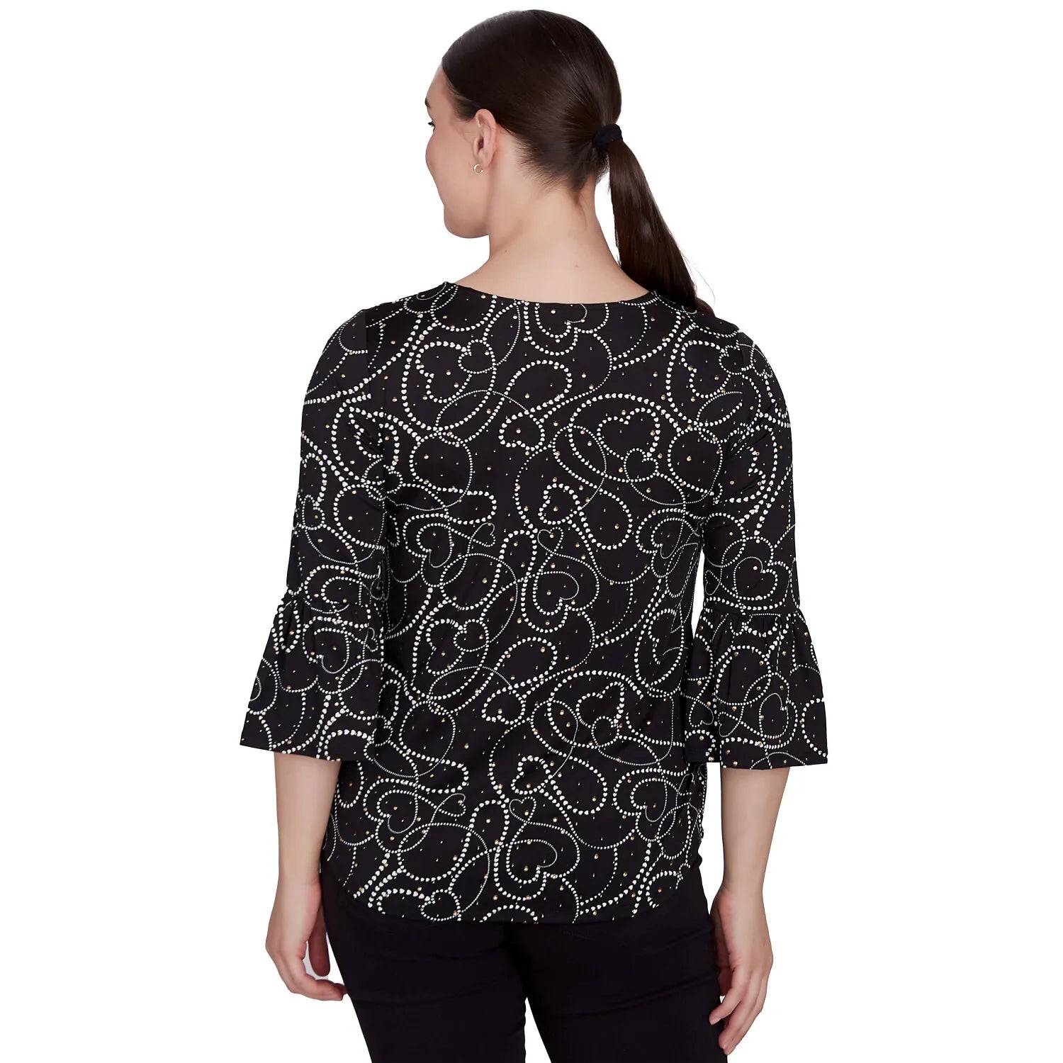 Abstract Hearts Dew Drop Knit Top Black Multi - Ruby Rd
