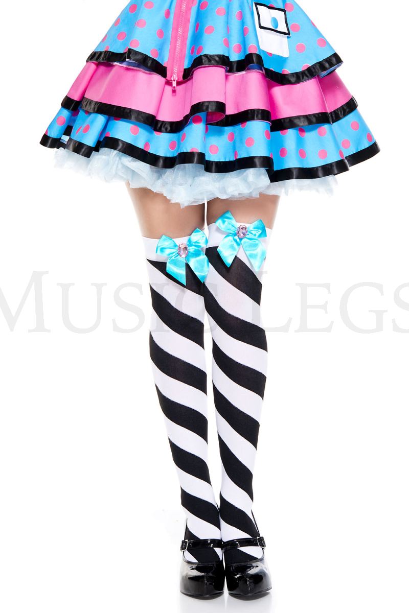 Diagonal striped with bow thigh high
