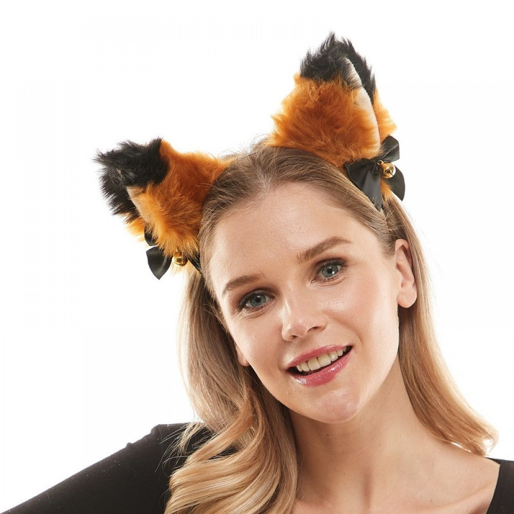 Orange and Black Fox Ear Headband