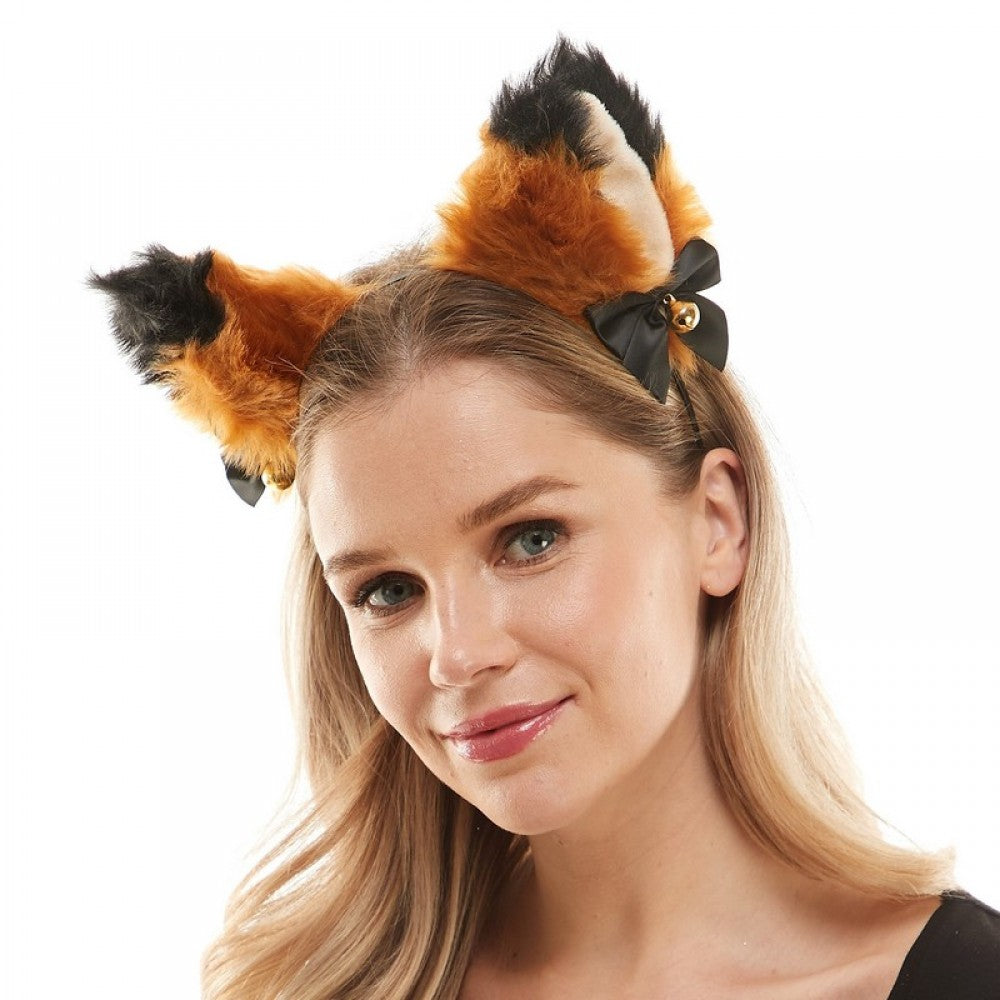 Orange and Black Fox Ear Headband