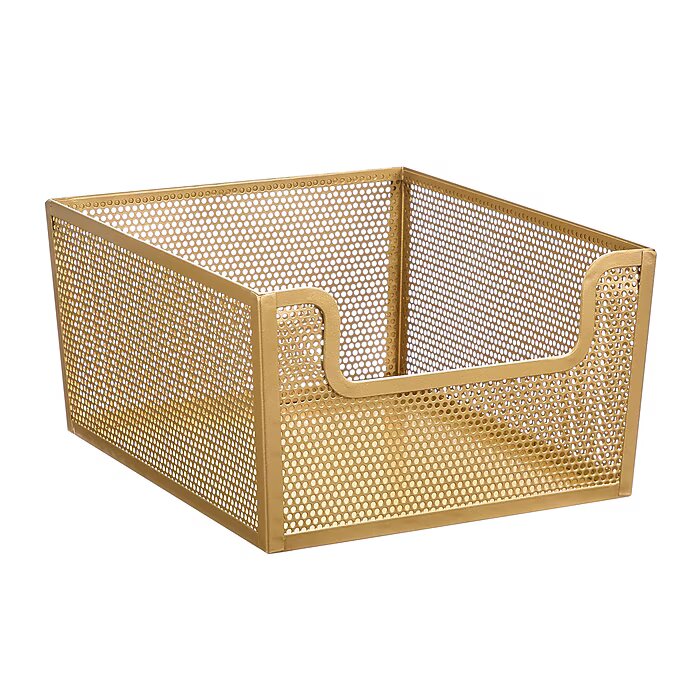 12 x 10 x 6 Frame Dip Front Basket Brass