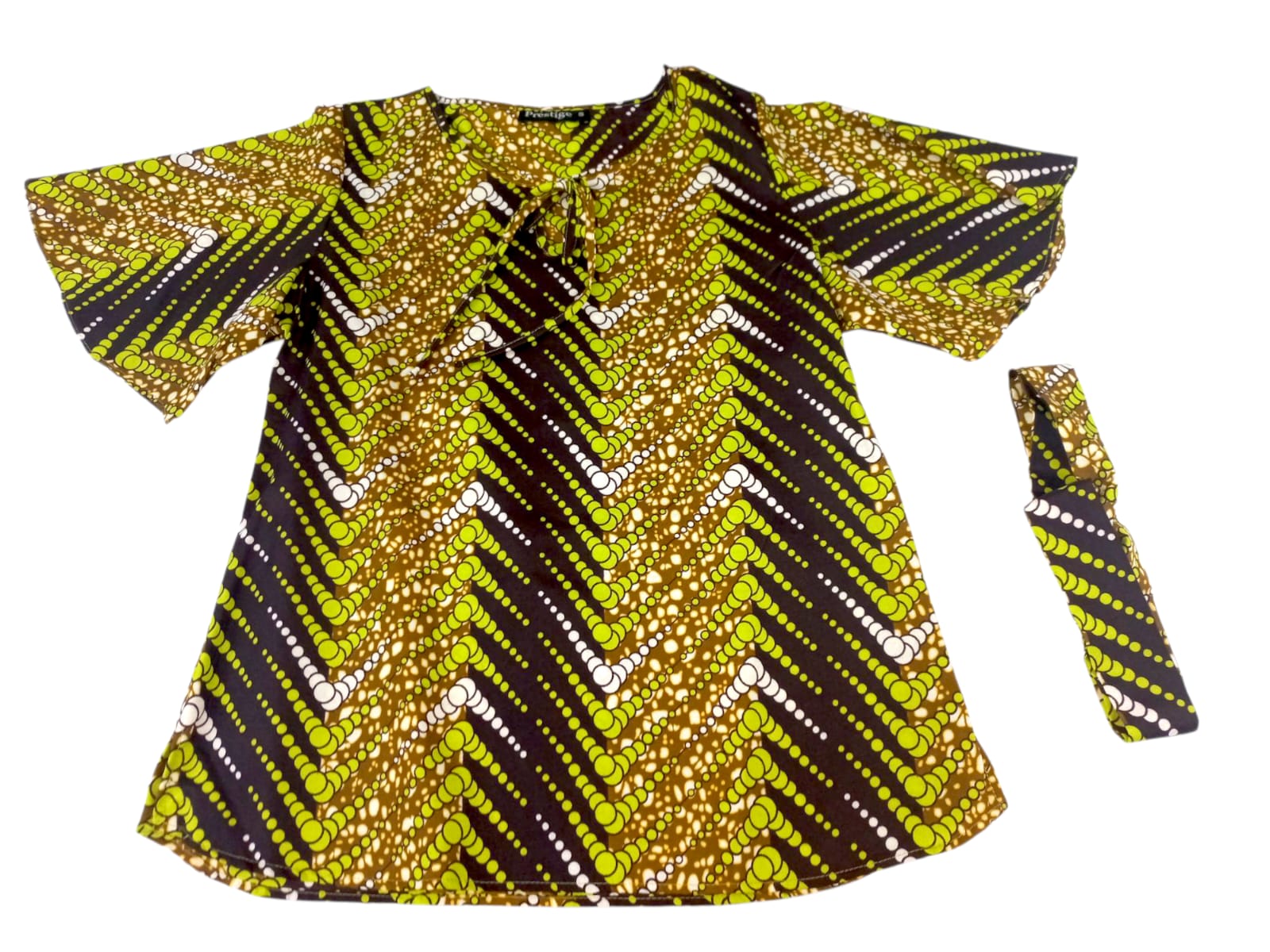Camisa Dama Verde Claro-Mostaza-Negro (Etnia Negra)