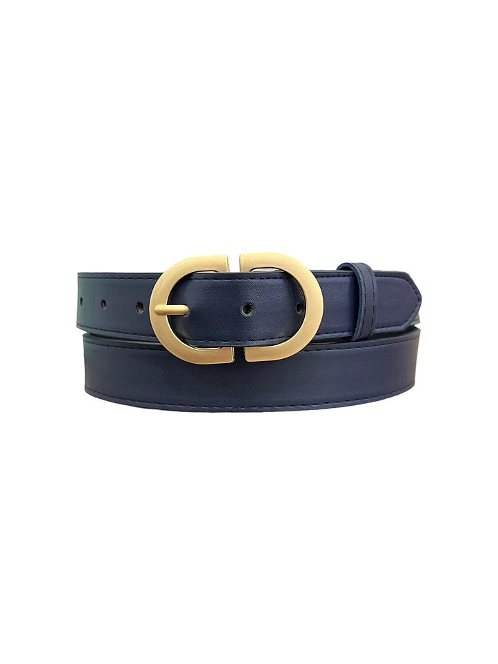 Women's Oval Buckle Belt Navy-Blue