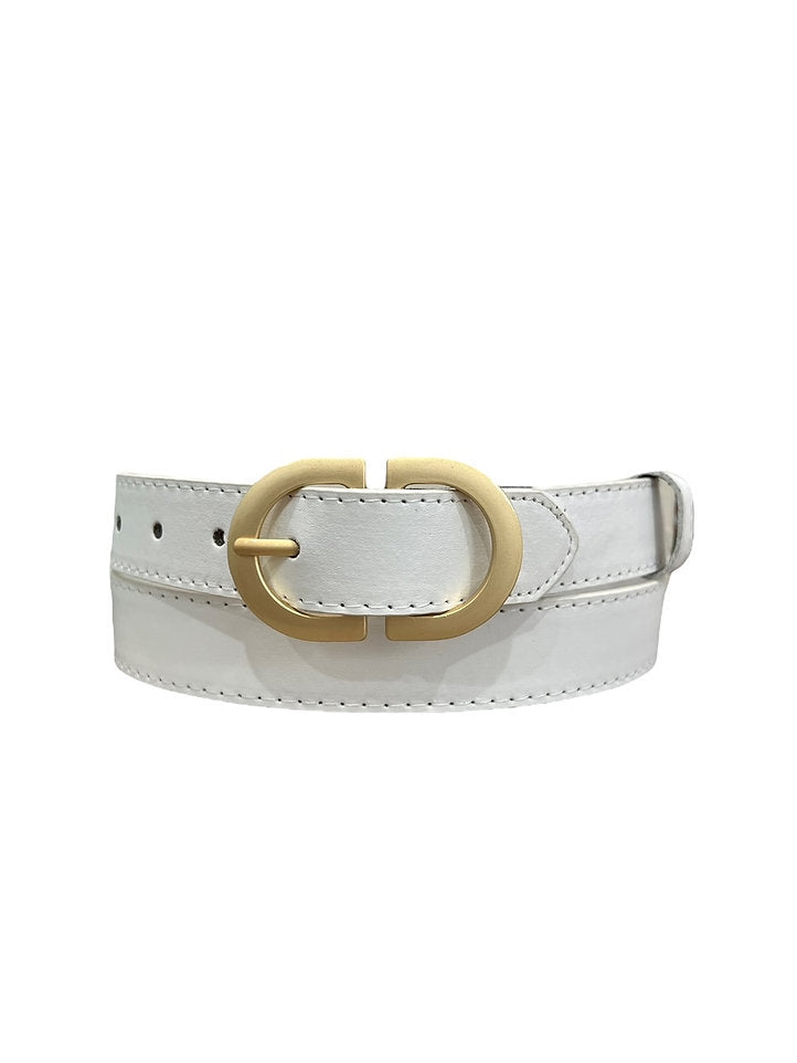 Women's Oval Buckle Belt White
