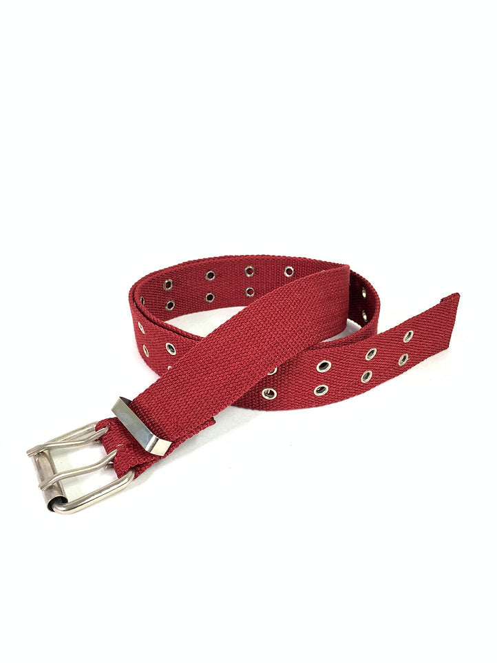 Canvas Two Hole Belt Burgundy