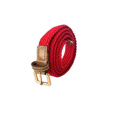 Thin Braided Stretch Belt Red