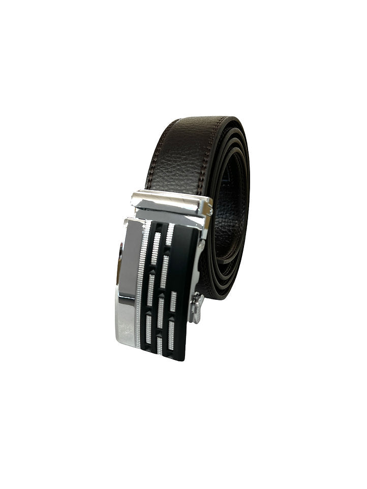 Automatic Buckle Belt Silver Brown