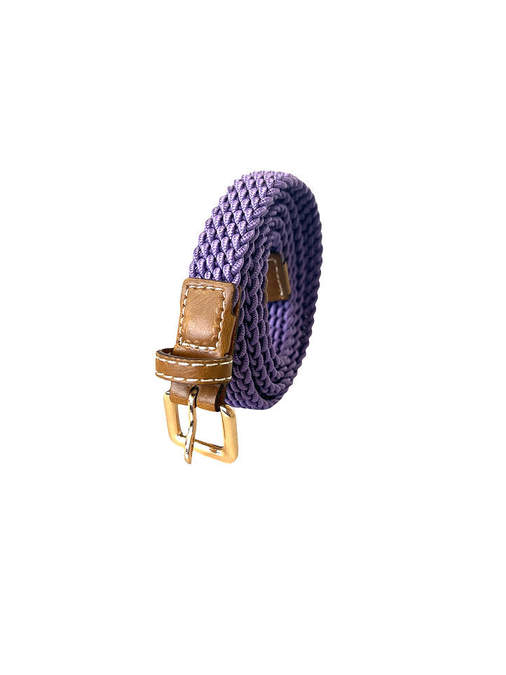 Thin Braided Stretch Belt Purple
