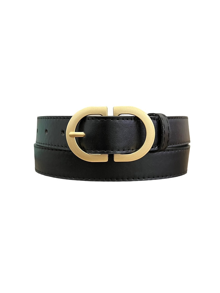 Women's Oval Buckle Belt Black