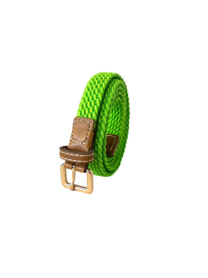 Thin Braided Stretch Belt Neon Green